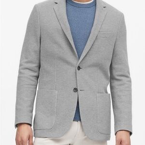 NWT Banana Republic Factory 44R Pique Blazer Jacket Gray Slim Fit Unstructured